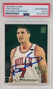 Toni Kukoc signiert 1993-94 Topps Stadium Club Chicago Bulls Rookie Karte #275 PSA - Bild 1 von 2