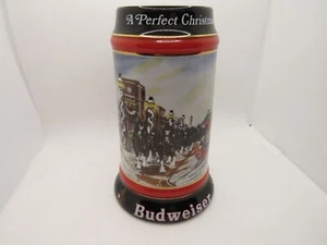 1992 Budweiser Holiday Beer Stein Mug "A Perfect Christmas"Clydesdale Horses - Picture 1 of 4