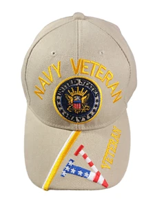 United States Navy Veteran Vet Strong Beige Adjustable Hat Cap Military USA - Picture 1 of 5