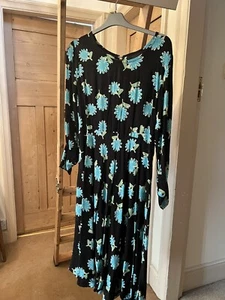 Home Made Black Floral Dress Vintage 60's 70's Frilly Unique (fit Uk8-10) - Picture 1 of 11