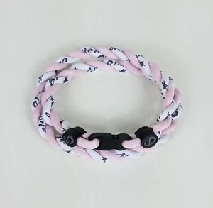 Collar deportivo PHITEN Tornado cuerda trenzada titanio (rosa y blanco) 21" ¡NUEVO SIN ETIQUETAS! - Imagen 1 de 2