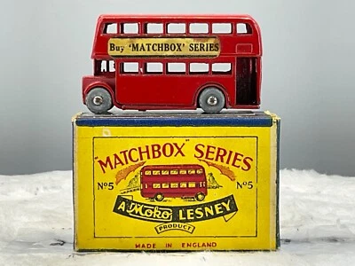 1950's Moko Matchbox#5A London bus,N,Mint in SCRIPT BOX All original N.O.S - Image 1 of 4