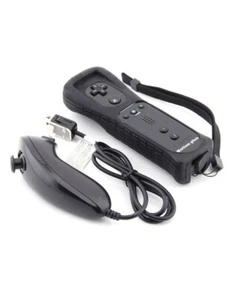 Manette Wiimote Motion Plus intégrée + Nunchuk filaire Pour Wii & Wii U - Noir - Picture 1 of 2