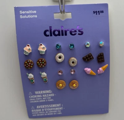 NEW Lot 10 Pairs Drink Donut Cupcake Ice Cream Chocolate Earrings from Claire's - Image 1 of 2