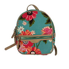 Spartina 449 Chloe Backpack Floral Pattern in Natural Linen & Leather