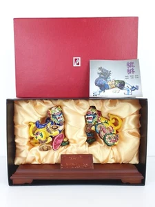 Par chino de porcelana Koji cerámica foo perro león fengshui estampado - Imagen 1 de 19