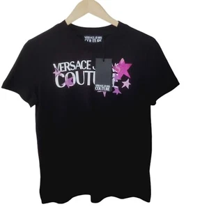 Versace Jeans Couture T-shirt Womens Stars π Logo Print Black Size M/10 BNWT - Picture 1 of 17