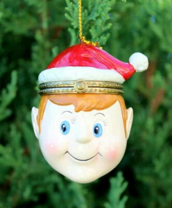 Porcelain Elf Surprise Holiday Gift Box Ornament Fast Free Shipping Christmas - Picture 1 of 5