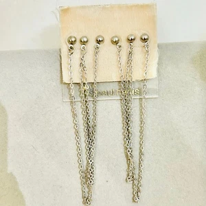 Vintage Paul Harris Silver Tone Triple Pierced Dangle Earrings - Picture 1 of 3