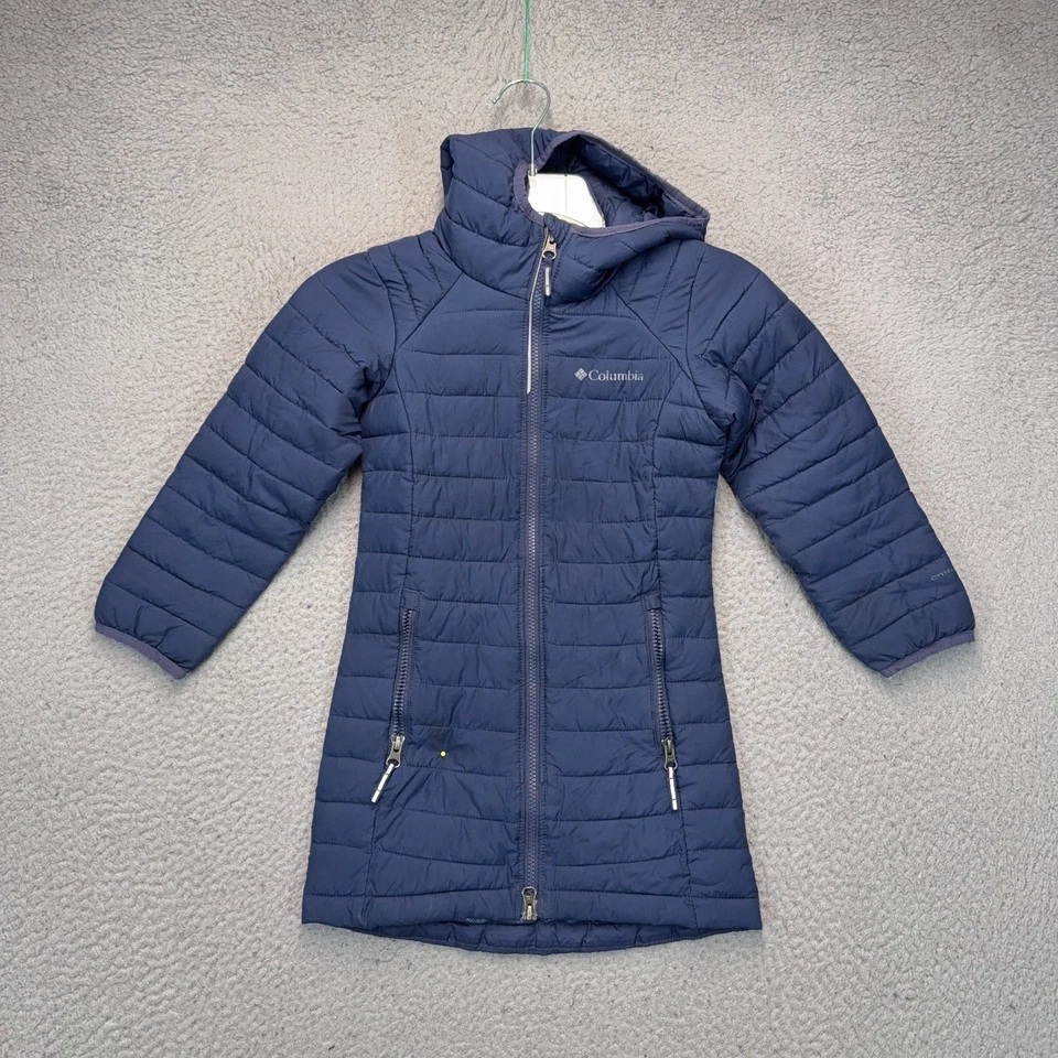 Jaqueta Columbia Puffer Juvenil Meninas XXS Azul Omni-Heat Zíper Completo Casaco Externo - Imagem 1 de 4