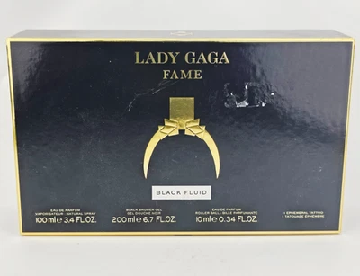 Lady Gaga Black Fluid Eau De Parfum 3.4 oz Shower Gel Rollerball Gift Set NEW - Image 1 of 4