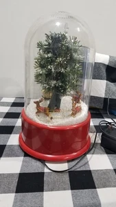 Vintage Wasserlose Schneekugel Spieluhr mit Weihnachtsmann und Rentier - Bild 1 von 5