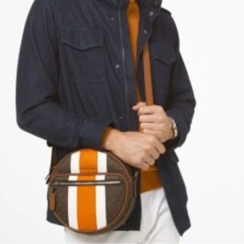 Brand New - Michael Kors - Hudson Logo Stripe Canteen Men’s Crossbody Bag - Image 1 of 4
