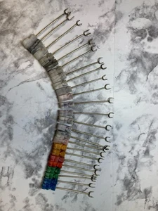 Vtg Set of 12 Hand Carved Tiki Quartz Head Cocktail Fork Picks - Picture 1 of 1
