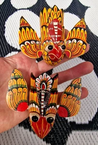 Vintage "Sri Lanka Holz Gurulla Masken x2" Handarbeit Wandbehang Tiki *** - Bild 1 von 10