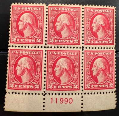 US,  #527  MNH F/VF Bottom Margin Plate Block  of 6 PL #11990 - Image 1 of 4