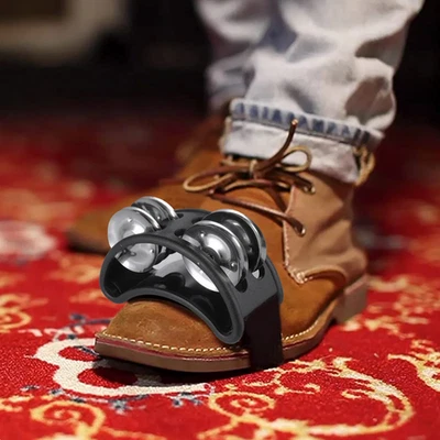 Fuß-Tamburin mit Metallklammern – Tamburin-Schuhe für Gitarre, Party und Fußschl - Bild 1 von 4