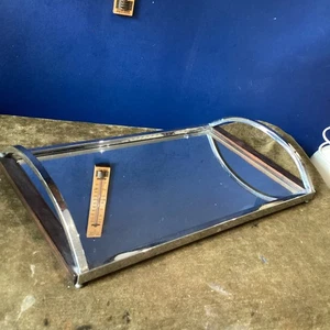 Art Deco Mirrored Cocktail Tray 25 X 42 Cm Slightly Tarnished - Picture 1 of 11