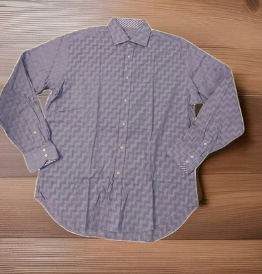 Camisa social masculina Jack Stone por Thomas Dean roxa/branca manga comprida grande G - Imagem 1 de 4