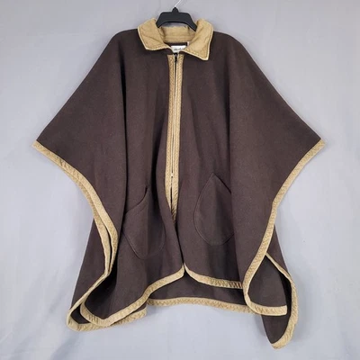Le Moda Women's Brown Fleece Zip Front Poncho Cape One Size - Image 1 of 4