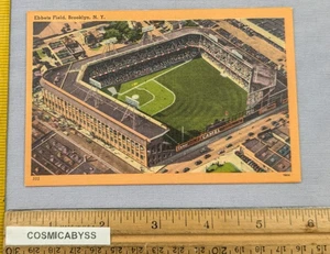 Postal de béisbol de lino Ebbets Field Brooklyn Dodgers años 40 - Imagen 1 de 2