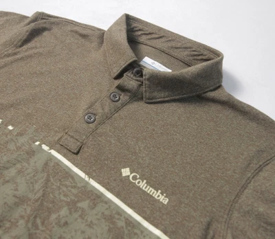 Columbia Polo Para Hombres M Omni Mecha Camisa Jaspeada Rendimiento Golf Marrón Floral Foto 1 de 4