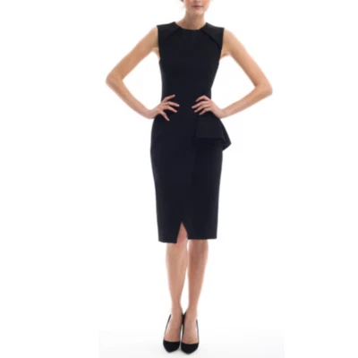 $1790 J. Mendel Mini Vestido Negro En Capas Peplum Talla 4 Foto 1 de 4