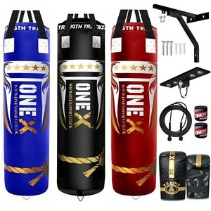 Boxing Bag Filled Heavy Duty Punching Bag 5ft Kickboxing Mitt Wall Bracket Set - Picture 1 of 40