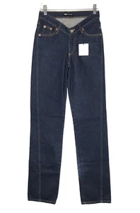 ZARA Asymmetrical V-Waist Jeans Women's 0 Blue Dark Wash 26x34 - Picture 1 of 16