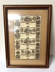 Vintage Franklin Silk Company Nr. 1 2 3 Dollarscheine gerahmt veraltete Währung - Bild 1 von 12