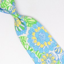 Lilly Pulitzer Boys Cotton Necktie Green Blue Yellow White Floral Zebra Tie