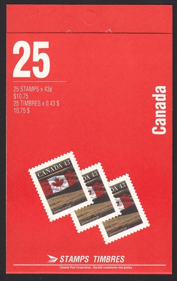 FLAG over PRAIRIE = Booklet of 25 sts MNH Canada 1992 BK154b OPEN COVER with TI - Image 1 of 1