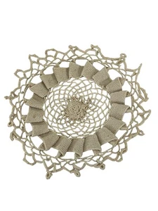 Tapete Hecho a Mano Algodón Crochet (Gancho de Acero) Blanco Rosa y Encaje y Cinta Ancha - Imagen 1 de 8