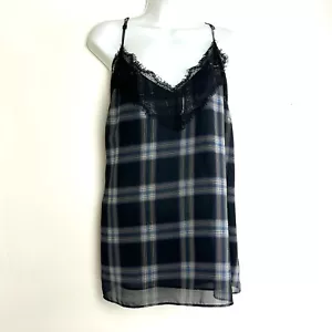 City Chic camisole tank 16 Lace black tartan whimsigoth punk dark academia goth - Picture 1 of 7
