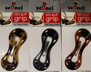 Scunci Filigree No-Slip Grip All Day Barrette Black Brown Tortoise Shell 3 pack - Picture 1 of 1