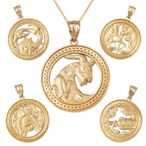 Yellow Gold Zodiac Open Medallion Satin DC Pendant Necklace - Picture 1 of 48