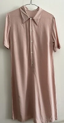 Equipment Pink White Plaid Shirt Dress Size L Fits Like M/S Made In France - Image 1 of 3