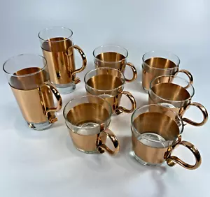 Vintage neu Libby Kupferschmied klare Gläser massives Kupferärmel Posten 8 MCM Barzubehör - Bild 1 von 14