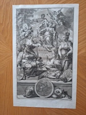 ANTIQUE FRENCH FRANCE ATLAS HENRI CHATELAIN TITLE PAGE COPPER ENGRAVING 1739 - Image 1 of 4