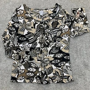 Chico's Womens Dark Floral Top 2 L Bloomcore Fairy Office Mature Career - Picture 1 of 8