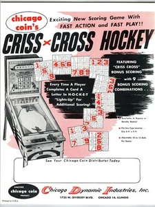Criss Cross Hockey Arcade Game FLYER Original Art Coin-Op Game Woodrail 1958 - Picture 1 of 1