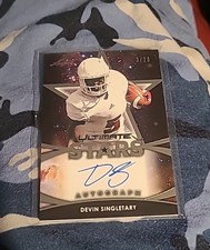 2019 Leaf Ultimate Devin Singletary on card autograph auto 3/20 FAU * TEXANS