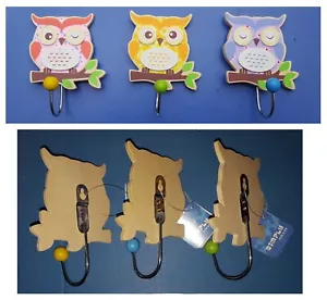 Set of 3 Owl Dress Hangers Wooden Hanging Owl Room Bedroom - Picture 1 of 3