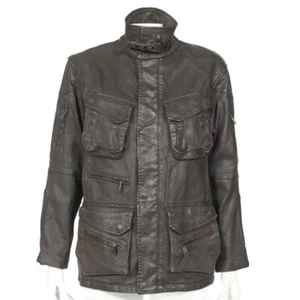 RALPH LAUREN Black Label Brown Waxed Denim Distressed Zip Jacket Womens sz 2 814 - Picture 1 of 12