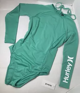 NUEVO Traje de baño Hurley para mujer verde medio manga larga de una pieza protector contra erupciones de surf - Imagen 1 de 6