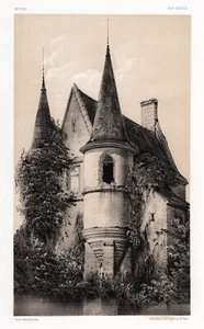 FIRMATA Victor Petit 1800 litografia originale "Old French Manor" INCORNICIATA COA - Foto 1 di 2