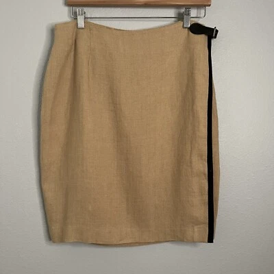Ralph Lauren женщин надежном юбка желтовато-коричневый хлопок льняной с боковой пряжкой размер 12 - Изображение 1 из 4