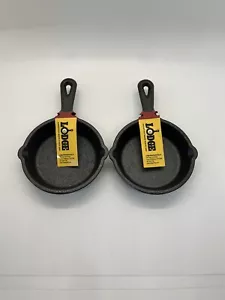 2 Lodge Heat Treated Miniature Fry Pan Mini Skillet Cast Iron 3.5" USA #7 + #8 - Picture 1 of 6