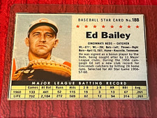 1961 Post Cereal #188 Ed Bailey Cincinnati Reds  Baseball Hand Cut Card