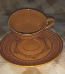 Yellow & Gold Teacup & Saucer by TEA VEDA* Inspiring Quote Inside Rim - Picture 1 of 8